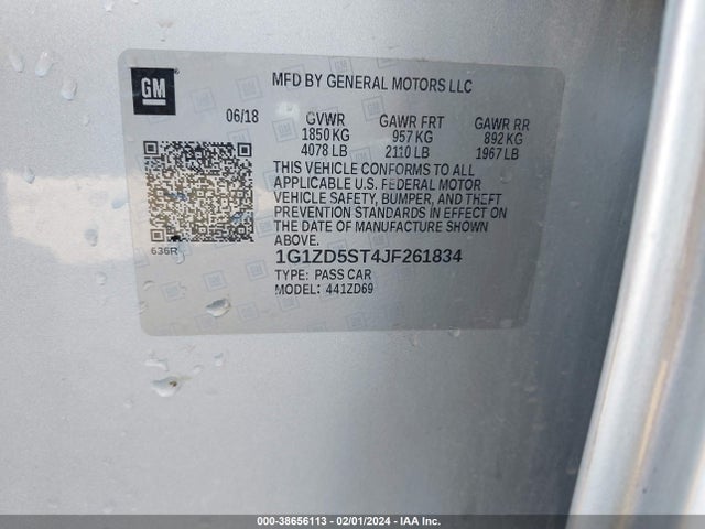 Chevrolet MALIBU LT 2018 1G1ZD5ST4JF261834 Image 9