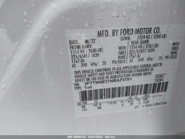 Ford Maverick Xl 2022 3FTTW8E37NRA73791 Image 9