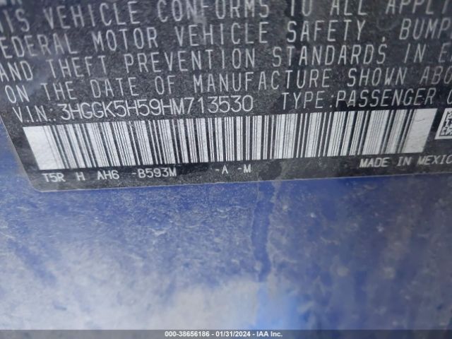 3HGGK5H59HM713530 Honda FIT LX