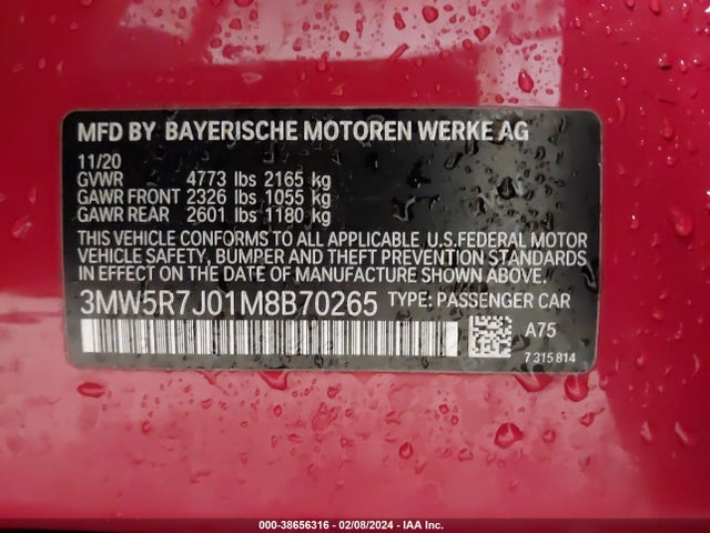 BMW 330i Xdrive 2021 3MW5R7J01M8B70265 Image 9