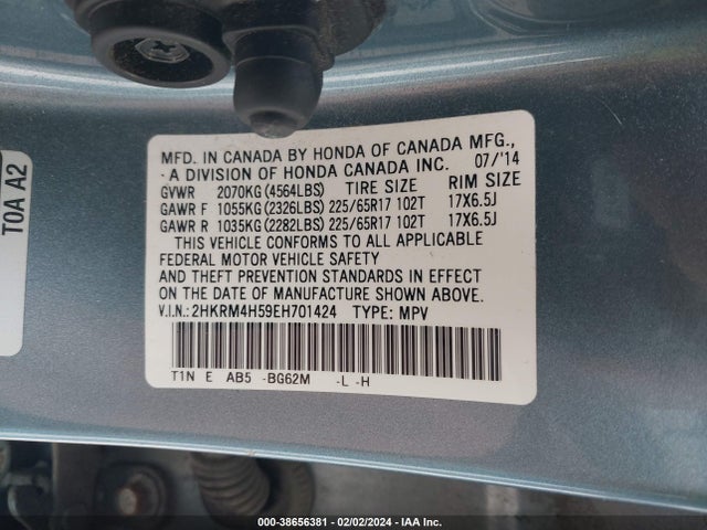 Honda CR-V EX 2014 2HKRM4H59EH701424 Image 9