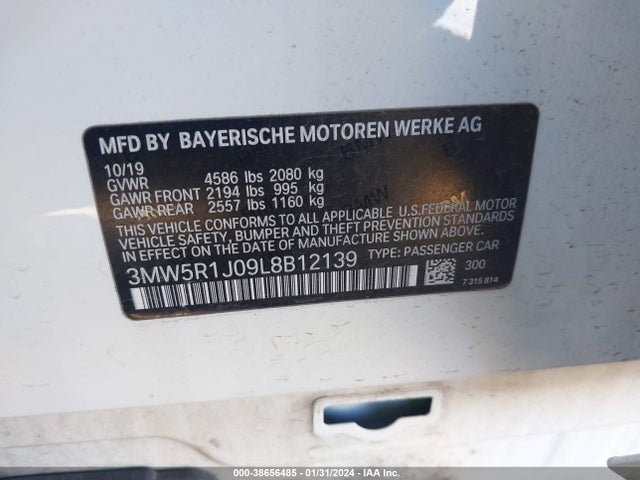BMW 330I 2020 3MW5R1J09L8B12139 Image 9