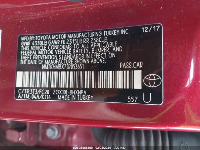 NMTKHMBX7JR053651 Toyota C-hr Xle Premium