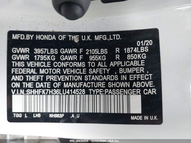SHHFK7H36LU414528 Honda Civic Lx