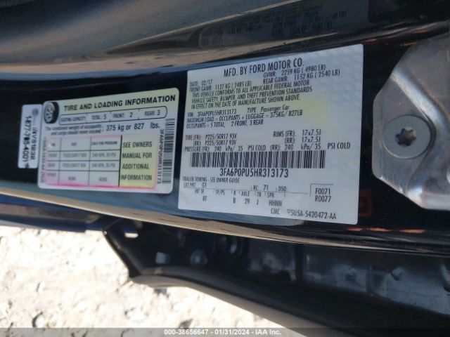3FA6P0PU5HR313173 Ford Fusion Energi Se Luxury
