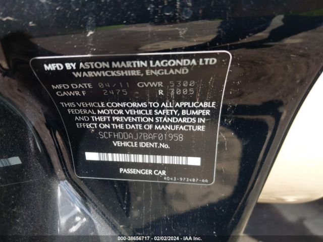 2011 ASTON MARTIN RAPIDE SCFHDDAJ7BAF01958 Photo 8