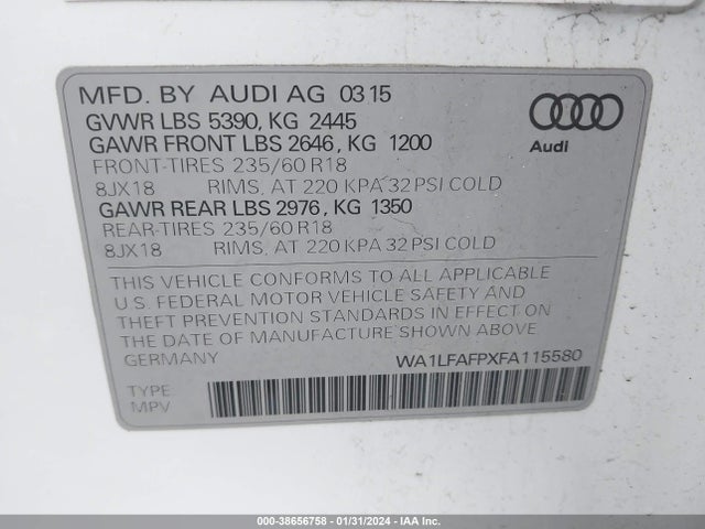 Audi Q5 2.0t Premium 2015 WA1LFAFPXFA115580 Image 9