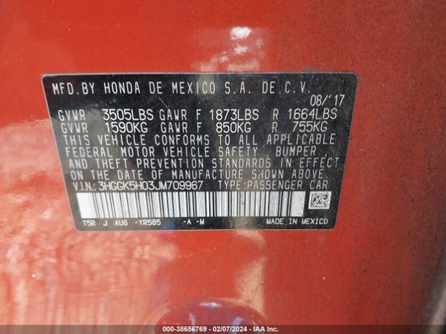 3HGGK5H03JM709967 Honda Fit Ex-l