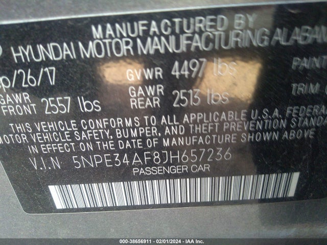 Hyundai SONATA SEL 2018 5NPE34AF8JH657236 Image 9