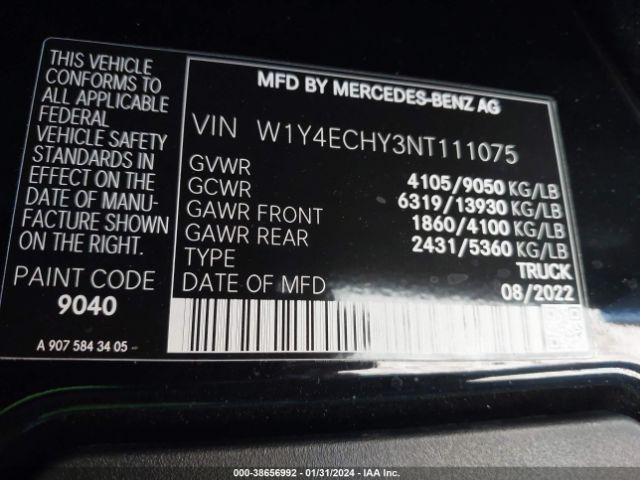 W1Y4ECHY3NT111075 Mercedes-Benz Sprinter 2500 High Roof V6