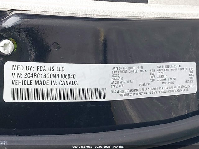 Chrysler Pacifica Touring L 2022 2C4RC1BG0NR106640 Image 9