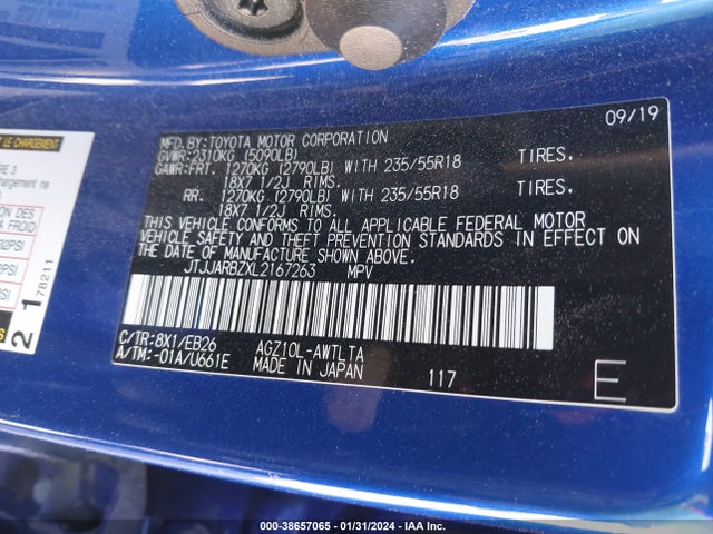 JTJJARBZXL2167263 Lexus Nx 300 F Sport