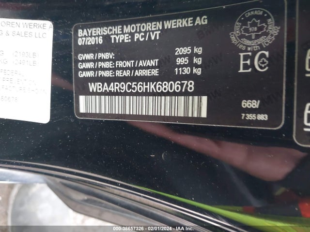 2017 BMW 430I XDRIVE VIN: WBA4R9C56HK680678
