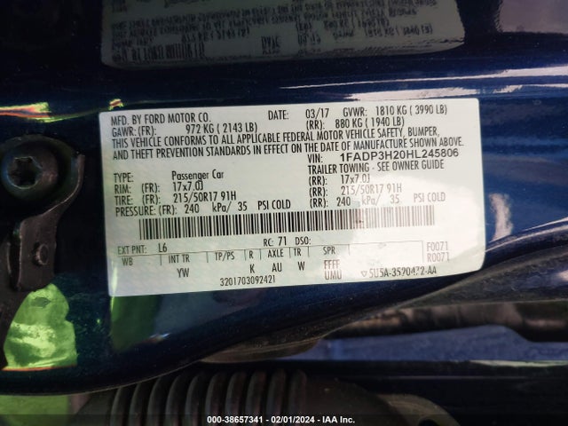Ford FOCUS SEL 2017 1FADP3H20HL245806 Image 9