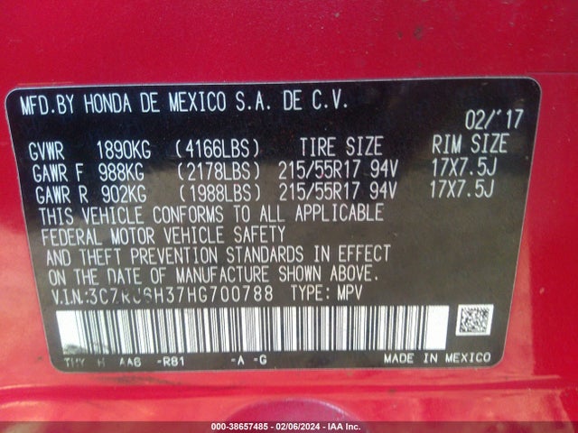 Honda HR-V LX 2017 3CZRU6H37HG700788 Image 9
