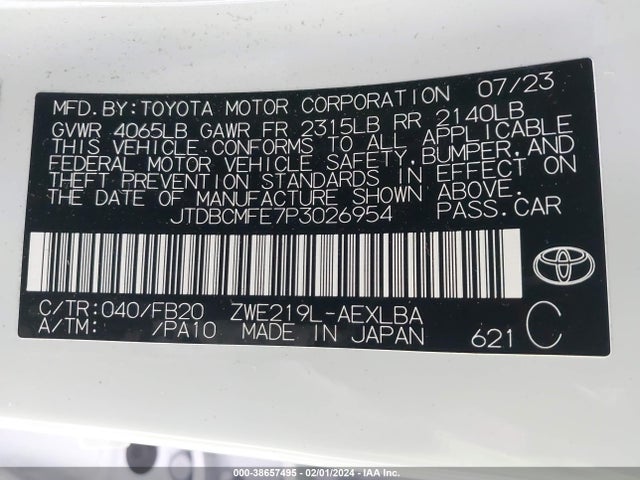 JTDBCMFE7P3026954 Toyota Corolla Hybrid Le