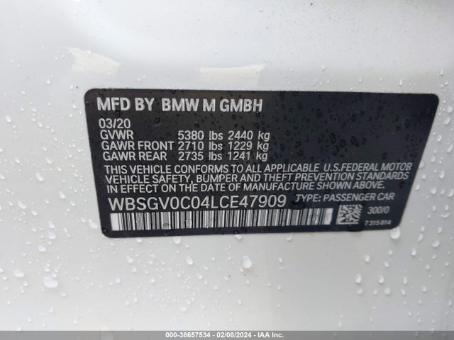 BMW M8 Gran Coupe Competition 2020 WBSGV0C04LCE47909 Image 9