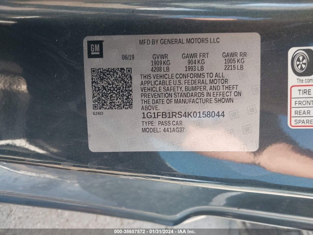 Chevrolet Camaro 1lt 2019 1G1FB1RS4K0158044 Image 9