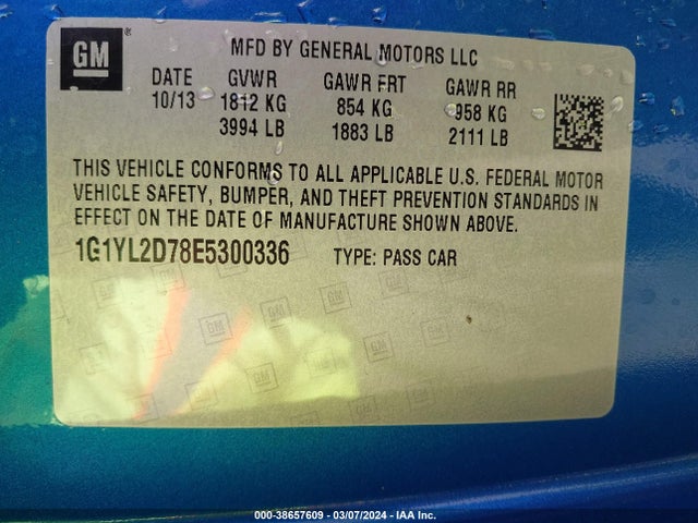 Chevrolet Corvette Stingray Z51 2014 1G1YL2D78E5300336 Image 9