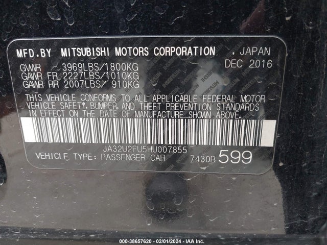 JA32U2FU5HU007855 Mitsubishi Lancer Es/le