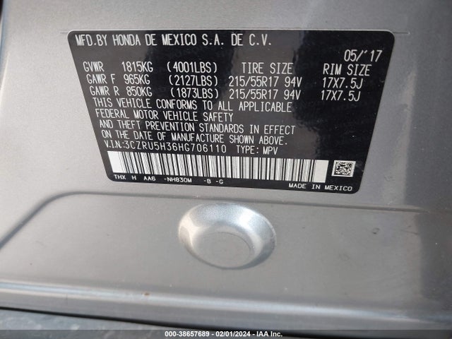 Honda HR-V LX 2017 3CZRU5H36HG706110 Image 9