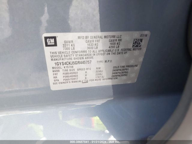 1GYS4CKJ5GR445757 Cadillac Escalade Premium Collection