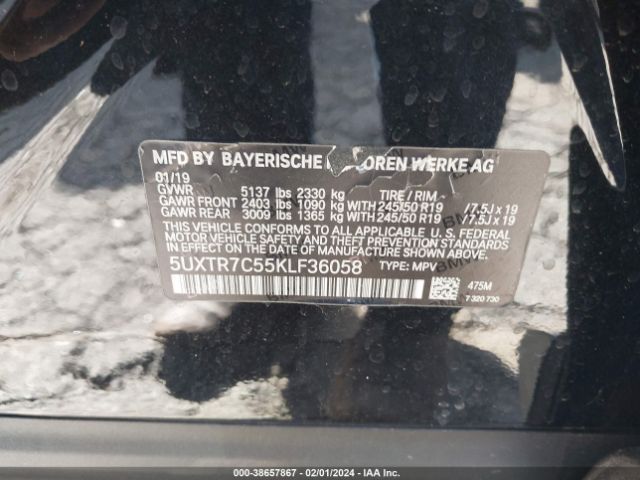 5UXTR7C55KLF36058 BMW X3 Sdrive30i