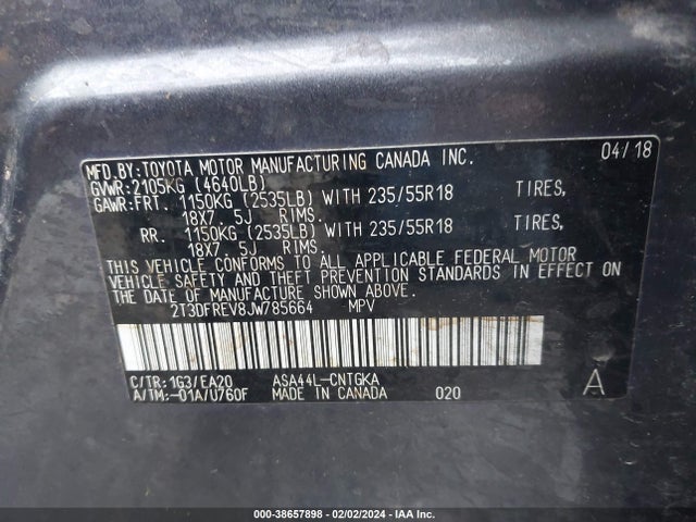 Toyota Rav4 Limited 2018 2T3DFREV8JW785664 Image 9