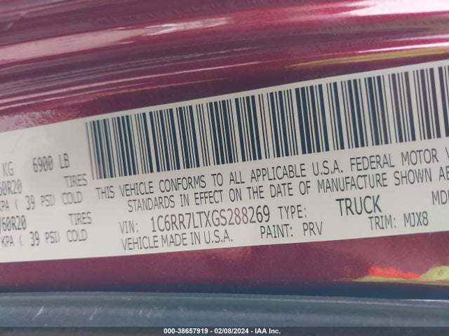 RAM 1500 Lone Star 2016 1C6RR7LTXGS288269 Image 9