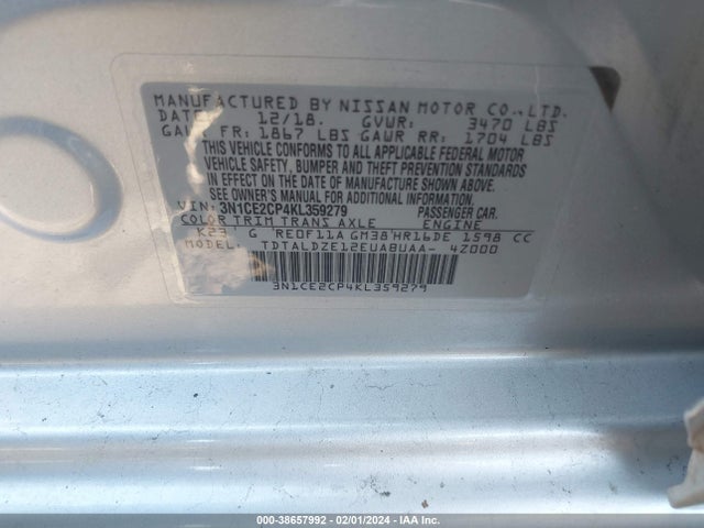 Nissan Versa Note Sv 2019 3N1CE2CP4KL359279 Image 9