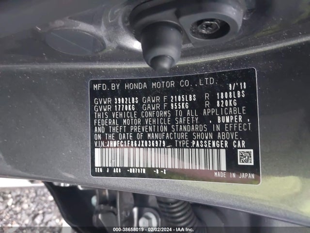 Honda Civic Ex-l 2018 JHMFC1F86JX036979 Image 9