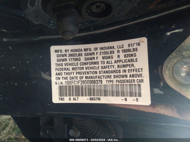 Honda Civic Ex-t 2016 19XFC1F39GE008379 Image 9