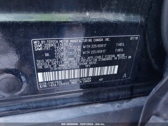 Toyota RAV4 LE 2019 2T3H1RFV5KC017674 Image 9