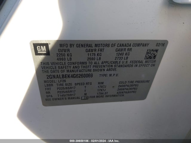 Chevrolet EQUINOX LS 2016 2GNALBEK4G6260069 Image 9