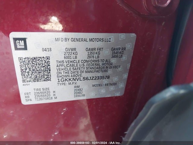 GMC Acadia Slt-1 2018 1GKKNVLS6JZ233578 Image 9