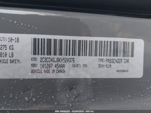 2C3CDXGJ8KH520376 Dodge Charger Scat Pack Rwd