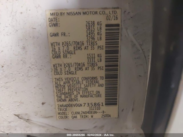 Nissan Frontier Sv 2016 1N6AD0EV0GN735861 Image 9