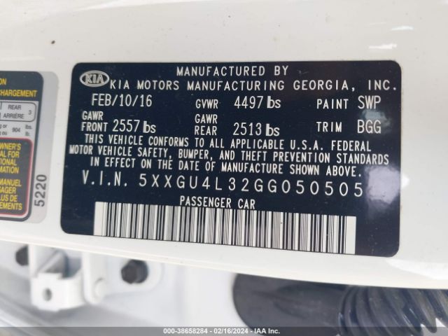 5XXGU4L32GG050505 KIA OPTIMA EX