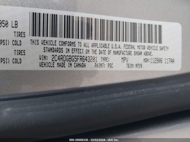 2C4RDGBG5FR643201 Dodge Grand Caravan Avp/se