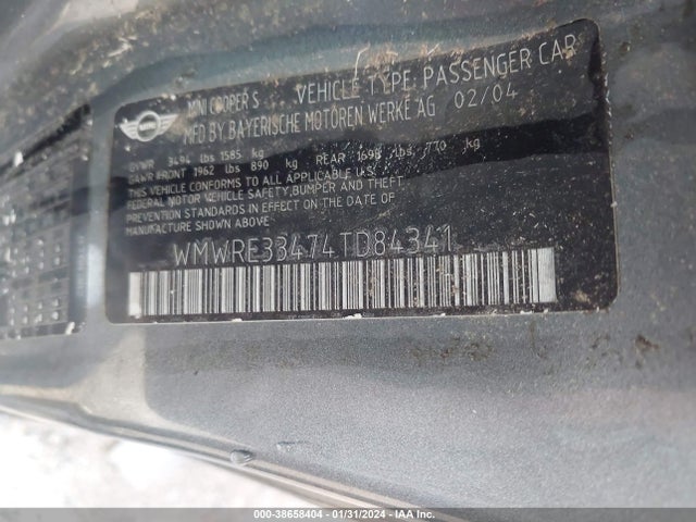 2004 MINI COOPER S WMWRE33474TD84341 Photo 8