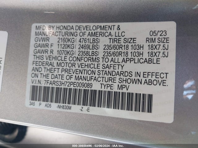 Honda Cr-v Ex-l 2wd 2023 7FARS3H72PE009089 Image 9