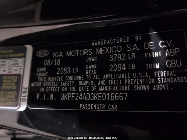 3KPF24AD3KE016667 KIA Forte Lxs