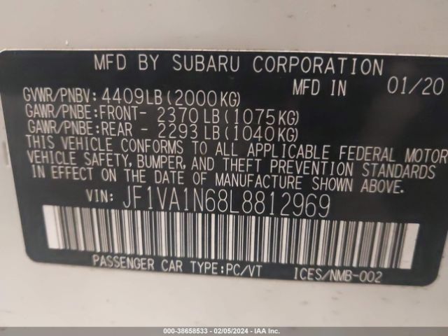 JF1VA1N68L8812969 Subaru Wrx Limited