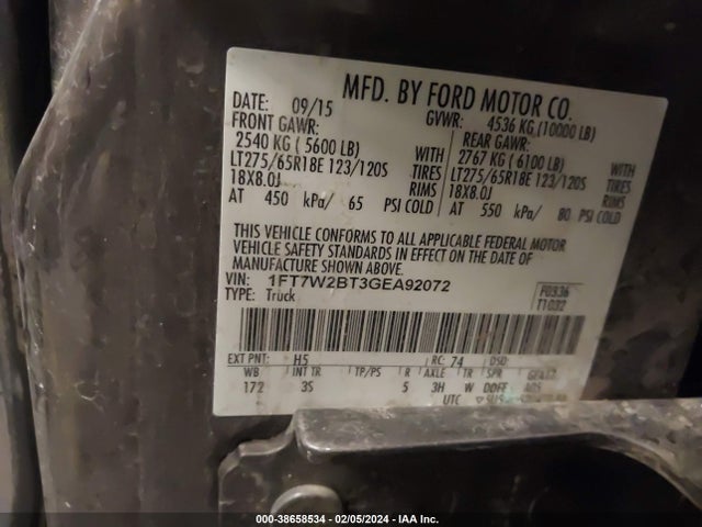 Ford F-250 Xlt 2016 1FT7W2BT3GEA92072 Image 9