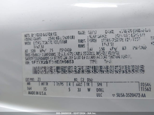 Ford F-250 Xl 2017 1FT7X2BT1HEE80853 Image 9