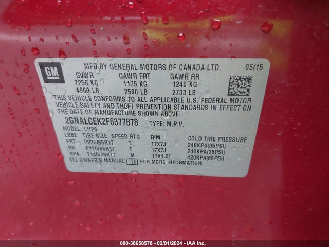 Chevrolet Equinox 2lt 2015 2GNALCEK2F6377878 Image 9