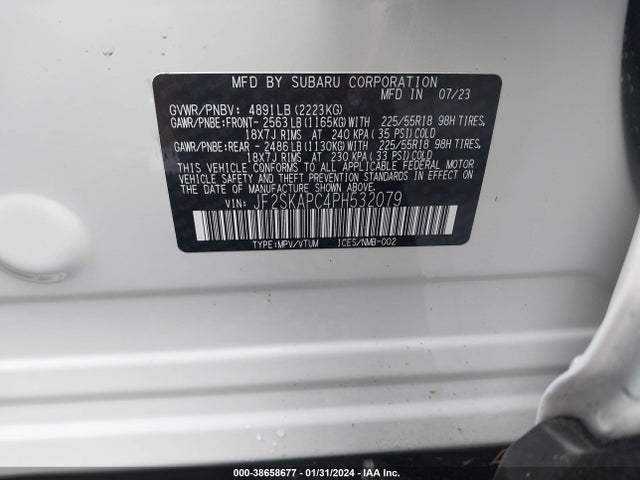 Subaru Forester Limited 2023 JF2SKAPC4PH532079 Image 9