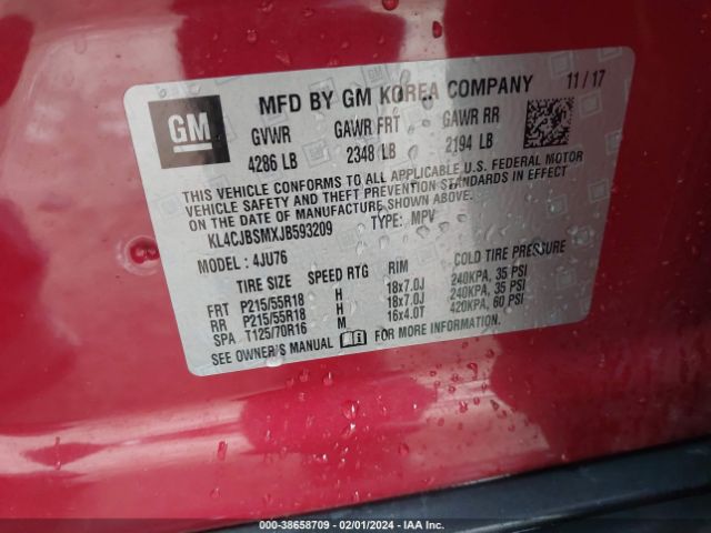KL4CJBSMXJB593209 Buick Encore Preferred Ii
