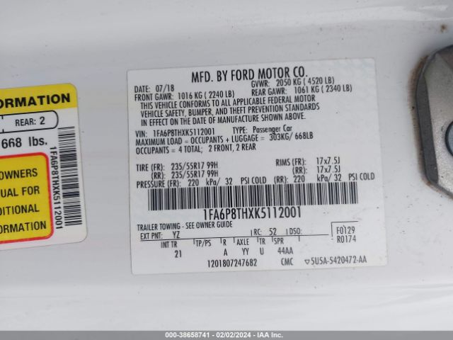 1FA6P8THXK5112001 Ford Mustang Ecoboost