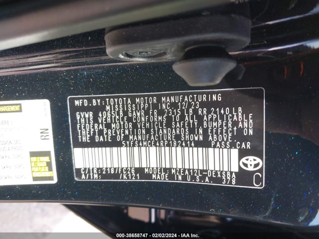 Toyota COROLLA SE 2024 5YFS4MCE4RP182414 Image 9